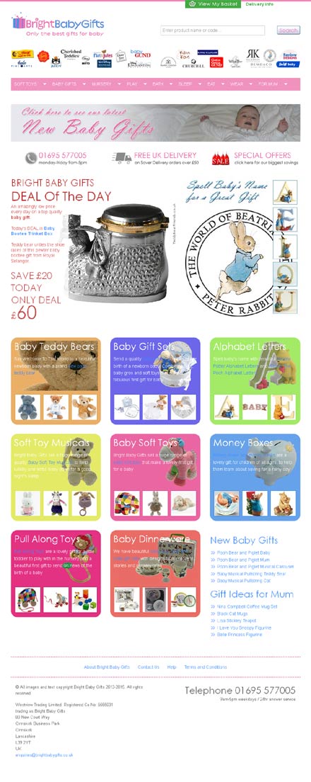 Bright Baby Gifts website design